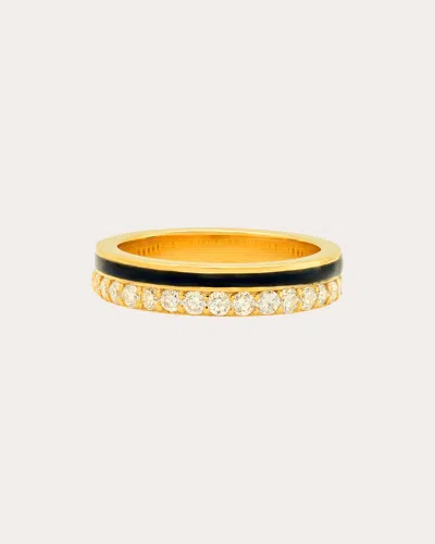 Colette Jewelry Women's 18k Gold Black Enamel And Diamond Band Ring