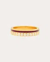 Colette Jewelry Women's 18k Gold Burgundy Enamel And Diamond Band Ring In Red