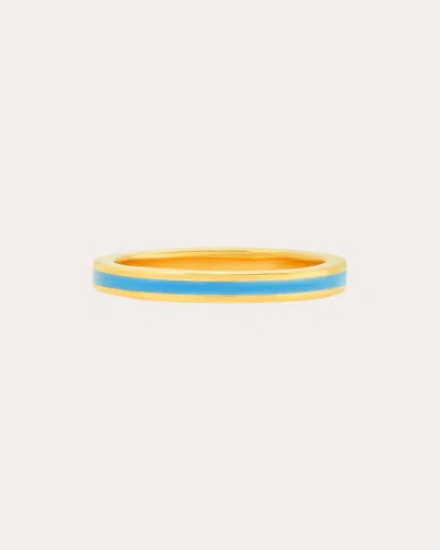 Colette Jewelry Women's 18k Gold Light Blue Enamel Band Ring