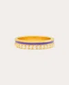 Colette Jewelry Women's 18k Gold Lilac Enamel And Diamond Band Ring In Purple