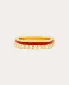 Colette Jewelry Women's 18k Gold Red Enamel And Diamond Band Ring In Red