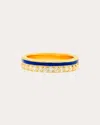 Colette Jewelry Women's Blue Enamel & Diamond Band 18k Gold In Multicolor