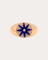 Colette Jewelry Women's 18k Gold Blue Enamel And Diamond Starburst Signet Ring In Multicolor