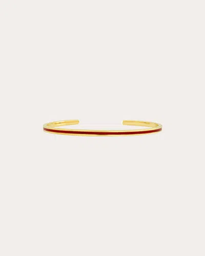 Colette Jewelry Women's Burgundy Enamel & 18k Gold Cuff Bracelet In Red