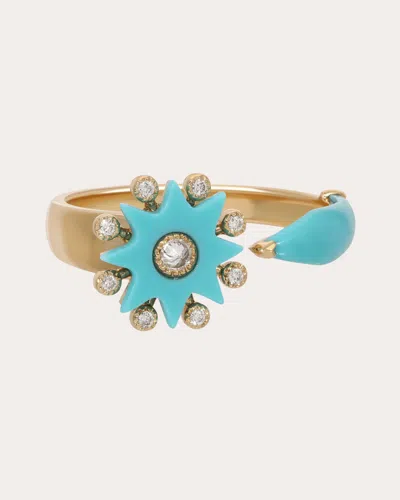 Colette Jewelry Women's Comète 18k Gold Turquoise And Diamond Ring