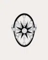 Colette Jewelry Women's Danvou 18k Gold Black Enamel And Diamond Halo Ring In Black