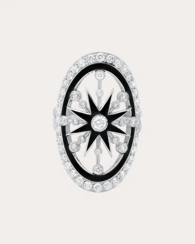 Colette Jewelry Women's Danvou 18k Gold Black Enamel And Diamond Halo Ring