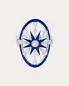 Colette Jewelry Women's Danvou 18k Gold Blue Enamel And Diamond Halo Ring In Blue