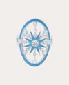 Colette Jewelry Women's Danvou 18k Gold Light Blue Enamel And Diamond Halo Ring In Blue