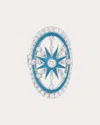 Colette Jewelry Women's Danvou 18k Gold Light Blue Enamel And Diamond Halo Ring In Blue