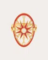 Colette Jewelry Women's Danvou 18k Gold Red Enamel And Diamond Halo Ring In Red
