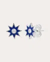 Colette Jewelry Women's Diamond & Blue Enamel 18k White Gold Twinkle Star Stud Earrings 18k Gold In Blue
