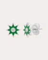 Colette Jewelry Women's Diamond & Green Enamel 18k White Gold Twinkle Star Stud Earrings 18k Gold In Green