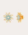 Colette Jewelry Women's Diamond & Light Blue Enamel 18k Gold Comète Stud Earrings In Blue