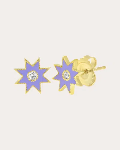 Colette Jewelry Women's Diamond & Lilac Enamel 18k Gold Twinkle Star Stud Earrings In Purple