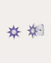 Colette Jewelry Women's Diamond & Lilac Enamel 18k White Gold Twinkle Star Stud Earrings In Purple
