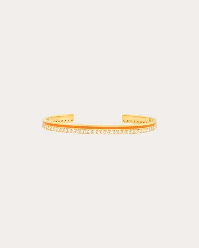 Colette Jewelry Women's Diamond & Orange Enamel 18k Gold Cuff Bracelet