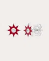 Colette Jewelry Women's Diamond & Red Enamel 18k White Gold Twinkle Star Stud Earrings 18k Gold In Red