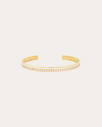 Colette Jewelry Women's Diamond & White Enamel 18k Gold Cuff Bracelet