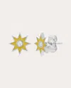 Colette Jewelry Women's Diamond & Yellow Enamel 18k White Gold Twinkle Star Stud Earrings 18k Gold In Yellow
