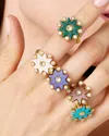 Colette Jewelry Women's Large Comète 18 Gold Mother Of Pearl And Diamond Ring