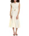 Colette Rose Belted Midi Dress In White