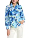 Colette Rose Button Front Top In Blue