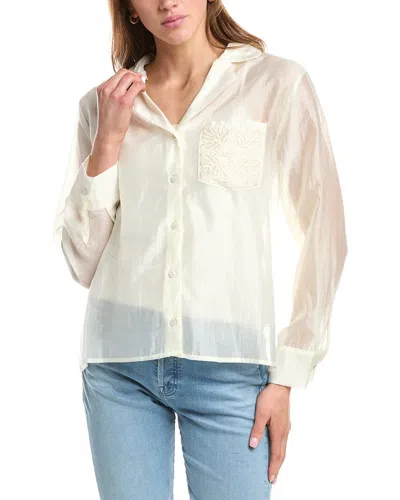 Colette Rose Button Front Top In White