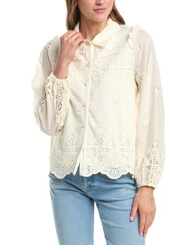 Colette Rose Button Front Top In Neutral