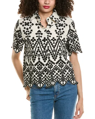 Colette Rose Embroidered Shirt In White