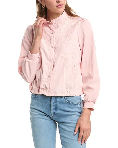 Colette Rose Lace Button Front Top In Pink