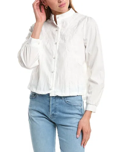 Colette Rose Lace Button Front Top In White