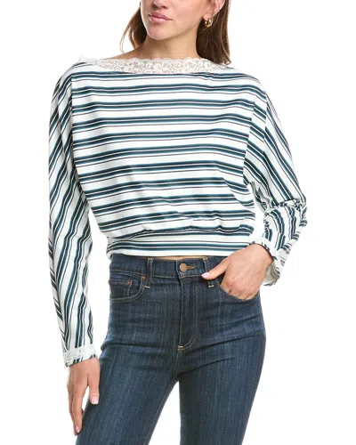 Colette Rose Lace Neck Crop Top In Multi