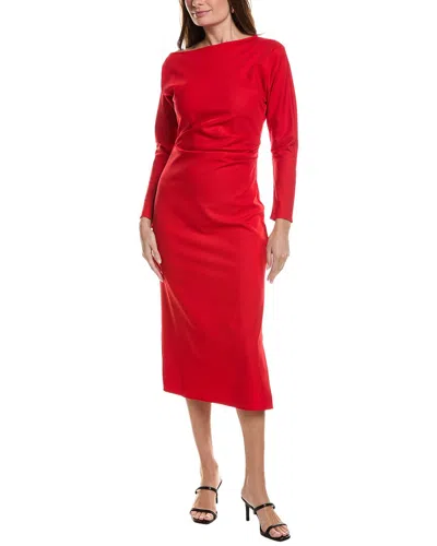 Colette Rose Long Sleeve Midi Dress In Red