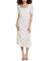 Colette Rose Puff Sleeve Midi Dress