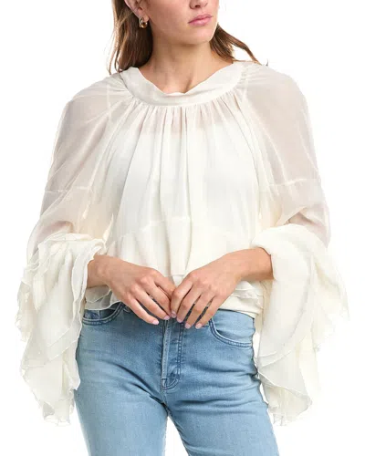 Colette Rose Ruffle Tie Back Top In Neutral