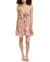 Colette Rose Tie Front Mini Dress In Multi