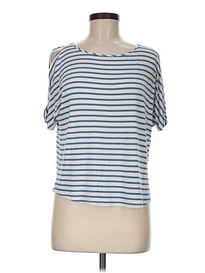 Pre-owned Colette Short Sleeve Top Blue Cold Shoulder Neckline Tops