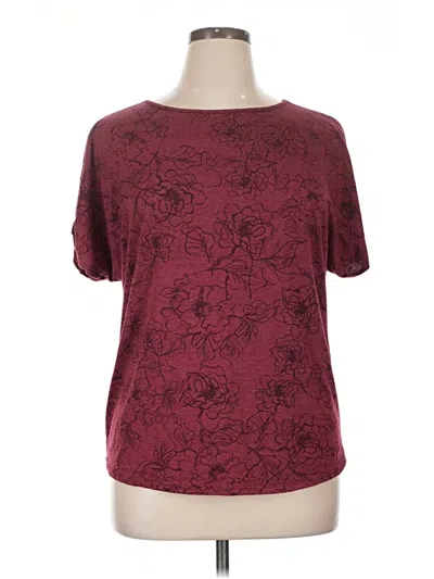 Pre-owned Colette Short Sleeve Top Burgundy Crew Neck Tops