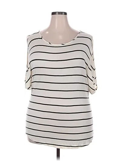 Pre-owned Colette Short Sleeve Top Ivory Cold Shoulder Neckline Tops