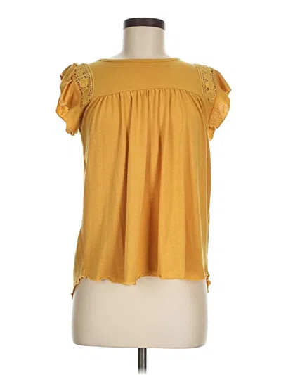 Pre-owned Colette Short Sleeve Top Yellow Ruffles Neckline Tops