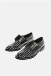 Coliac Leather Derby Shoes With All-over Embroideries In Black