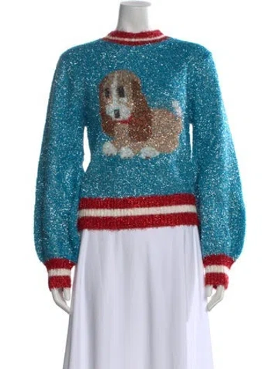 Pre-owned Colin Locascio Graphic Print Crew Neck Sweater W/ Tags In Blue