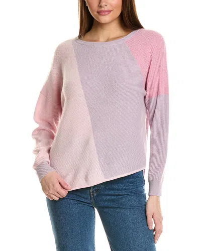 Collaboration Mixed Media Crewneck Cashmere Sweater In Pink