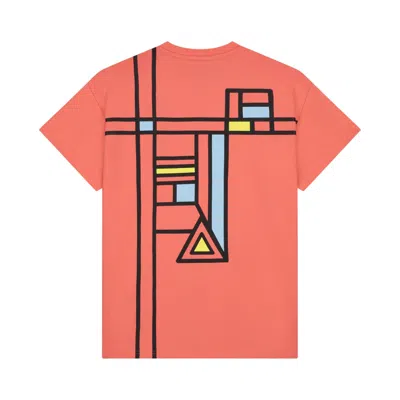 Collect The Label Men's Yellow / Orange Abstract Grid T-shirt Neon Orange In Yellow/orange