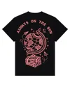 Collect The Label Women's Black Never Stop Exploring Oversized Tee In Black