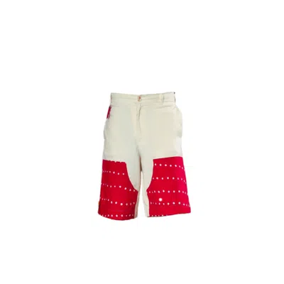Collected Xx Men's White / Red Lychee Bermuda Shorts