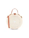Collection 18 Women's Rattan Round Crossbody Bag In Ivory