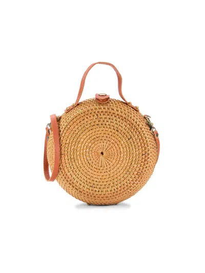 Collection 18 Women's Rattan Round Crossbody Bag In Brown