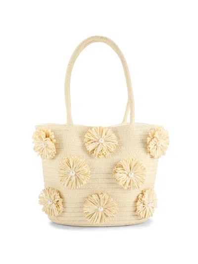 Collection 18 Women's Scatter Flower Paper Straw Woven Shoulder Bag In Neutral